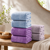 SEISSO 6-Piece XL Bath Towels – Dark Purple, Purple & Light Blue, Ultra-Soft, Durable, Fast-Absorbing, Quick-Dry, 35×63"