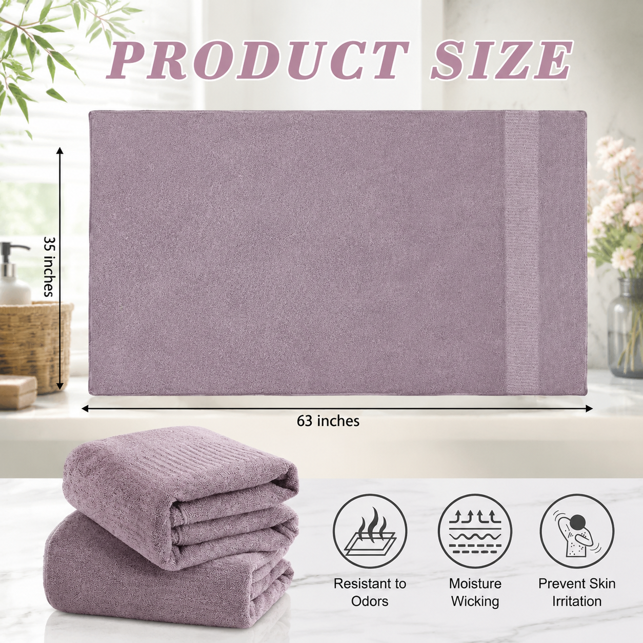SEISSO 8-Piece XL Bath Towels – Dark Purple, Purple, Grey & Light Blue, Ultra-Soft, Durable, Fast-Absorbing, Quick-Dry, 35×63"