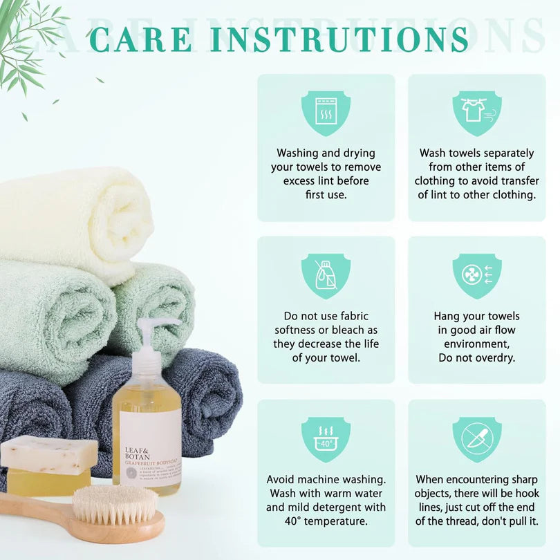 SEISSO 4-Pack XL Bamboo Hand Towels – Blue & Cyan Gray, 6pcs/pack, Ultra-Soft, Durable, Fast-Absorbing, Quick-Dry, 13x29"