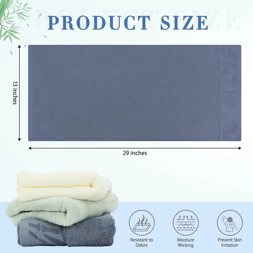 SEISSO 4-Pack XL Bamboo Hand Towels – Blue & Cyan Gray, 6pcs/pack, Ultra-Soft, Durable, Fast-Absorbing, Quick-Dry, 13x29"