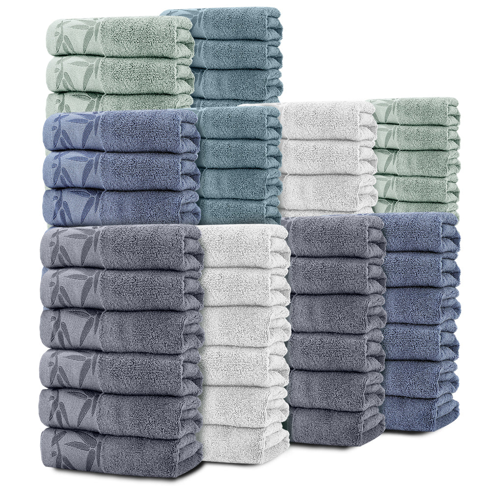 SEISSO Bamboo Hand Towels 2-Pack, Mixed Colors 13x29