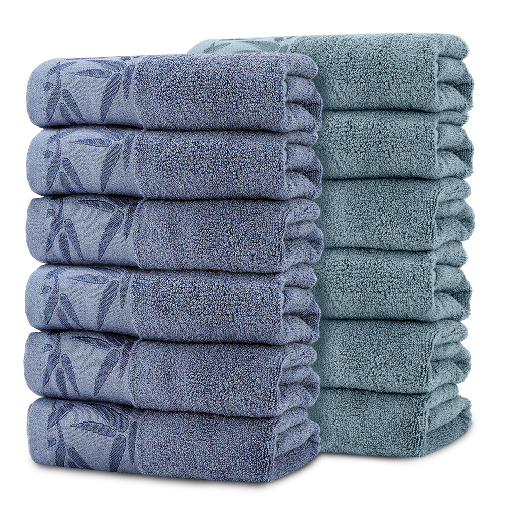 SEISSO Bamboo Hand Towels 2-Pack, Mixed Colors 13x29