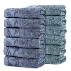 SEISSO Bamboo Hand Towels 2-Pack, Mixed Colors 13x29