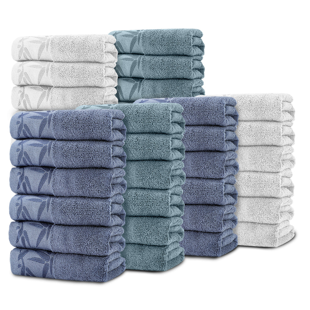 SEISSO Bamboo Hand Towels 2-Pack, Mixed Colors 13x29