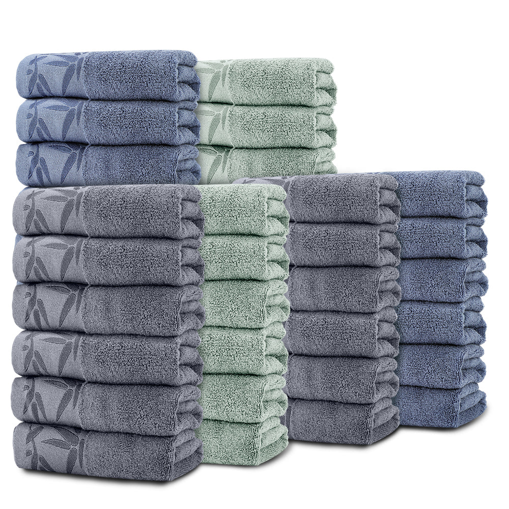 SEISSO Bamboo Hand Towels 2-Pack, Mixed Colors 13x29