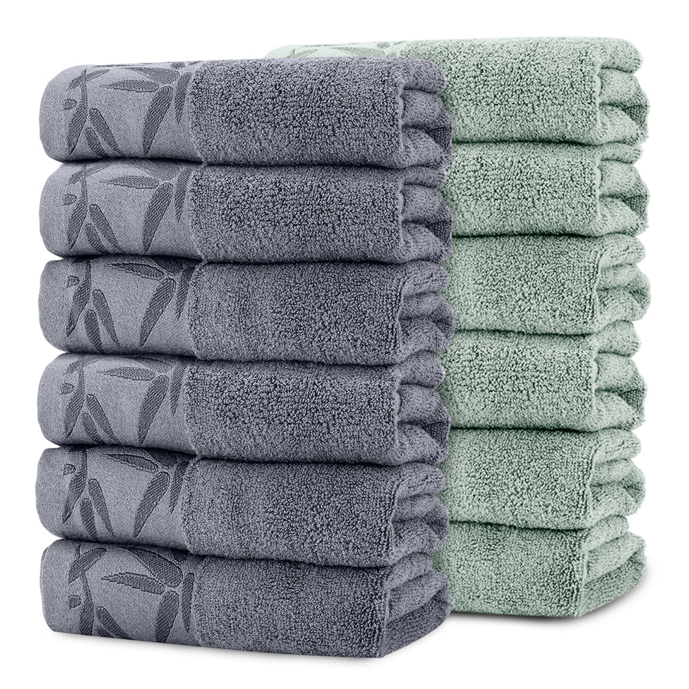 SEISSO Bamboo Hand Towels 2-Pack, Mixed Colors 13x29