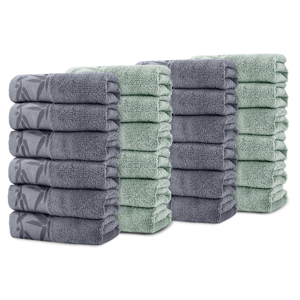 SEISSO 4-Pack XL Bamboo Hand Towels – Blue & Cyan Gray, 6pcs/pack, Ultra-Soft, Durable, Fast-Absorbing, Quick-Dry, 13x29"