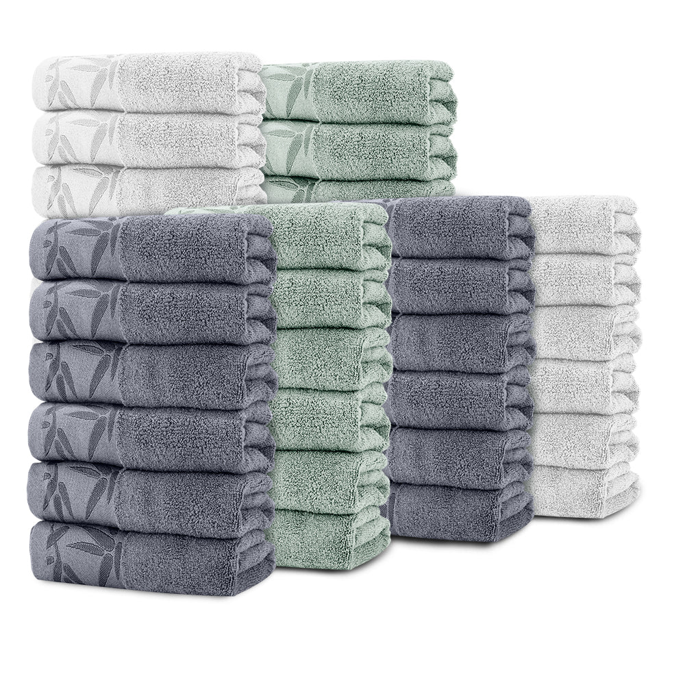 SEISSO Bamboo Hand Towels 2-Pack, Mixed Colors 13x29
