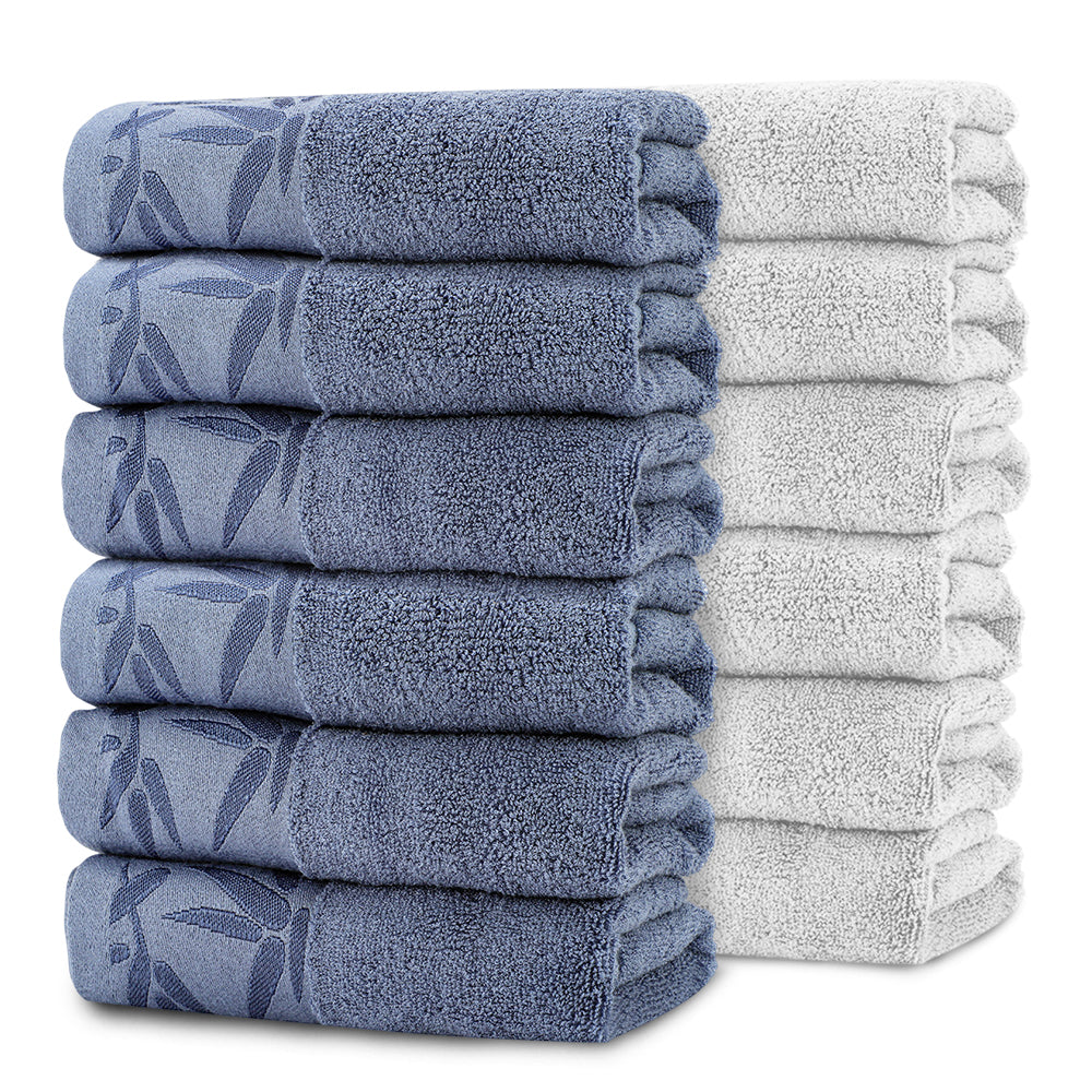 SEISSO Bamboo Hand Towels 2-Pack, Mixed Colors 13x29