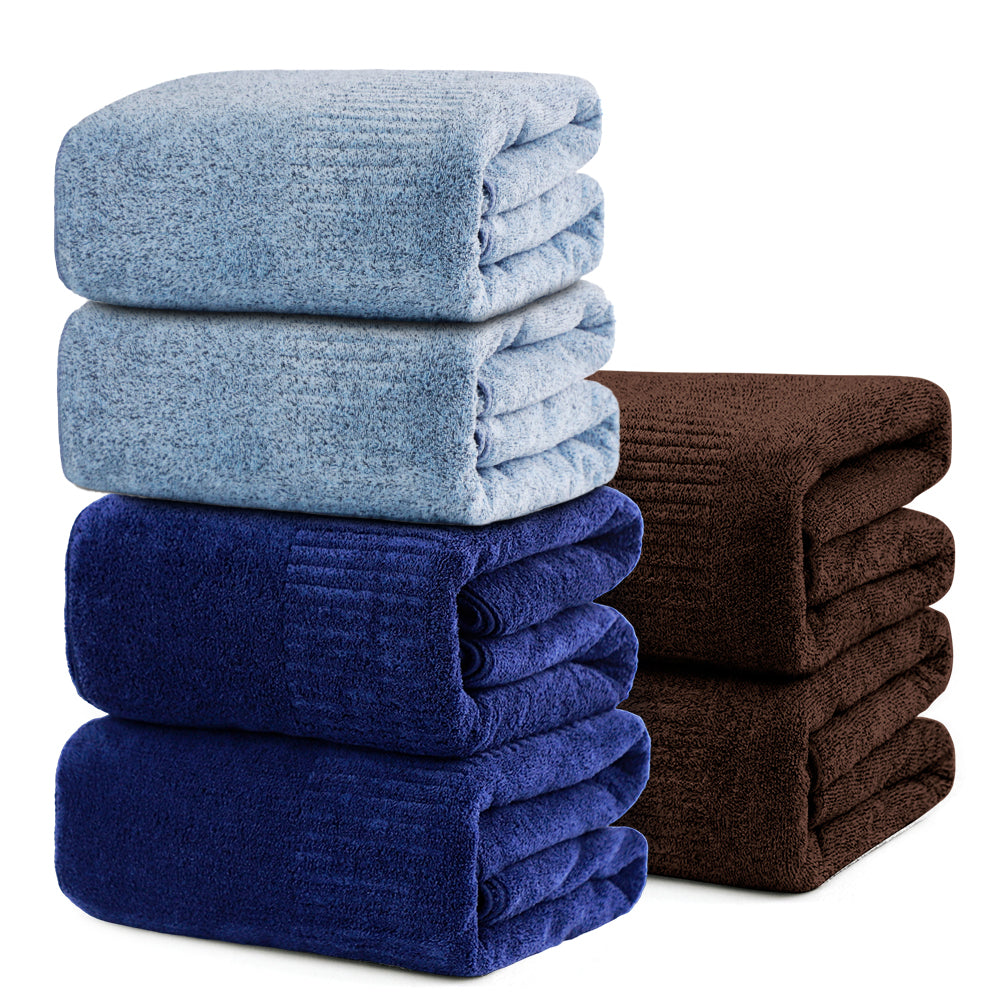 SEISSO 6-Piece XL Bath Towels – Dark Purple, Purple & Light Blue, Ultra-Soft, Durable, Fast-Absorbing, Quick-Dry, 35×63"