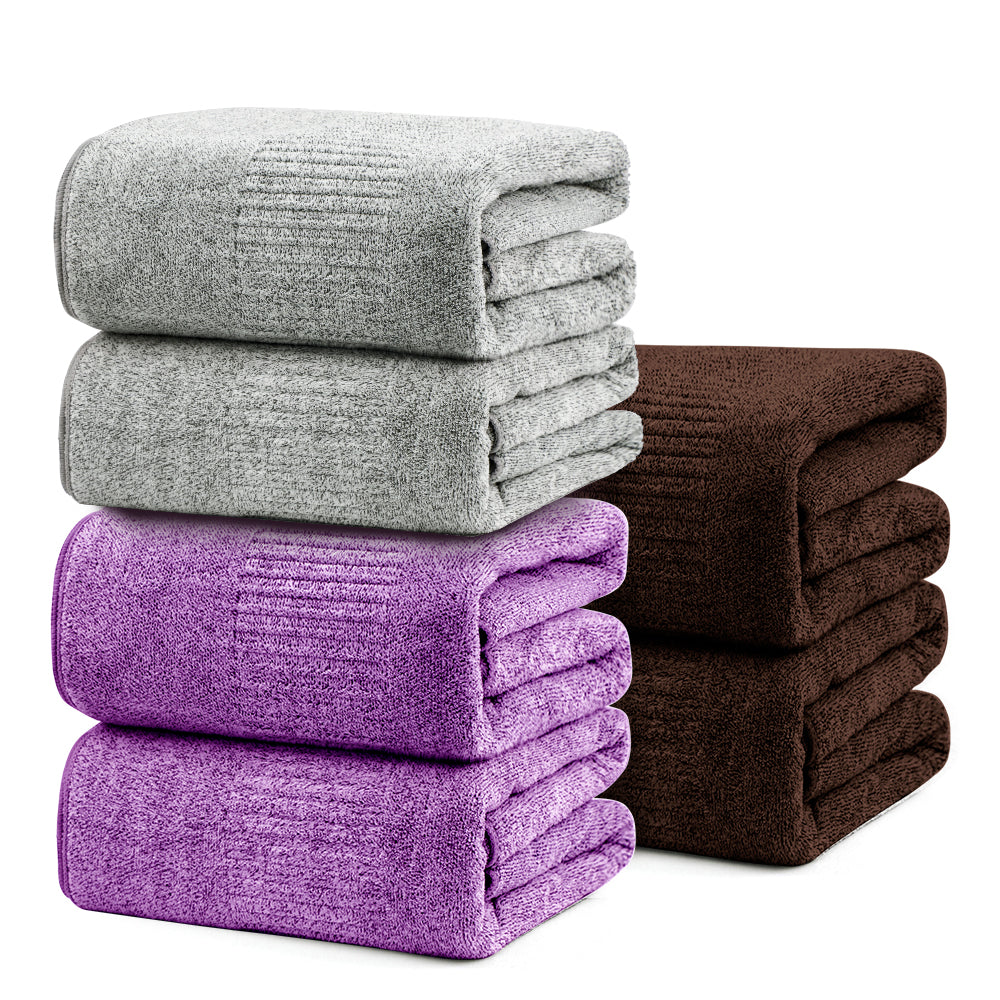 SEISSO 6-Piece XL Bath Towels – Dark Purple, Purple & Light Blue, Ultra-Soft, Durable, Fast-Absorbing, Quick-Dry, 35×63"