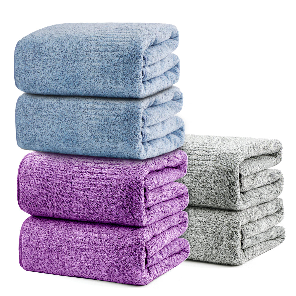 SEISSO 6-Piece XL Bath Towels – Dark Purple, Purple & Light Blue, Ultra-Soft, Durable, Fast-Absorbing, Quick-Dry, 35×63"