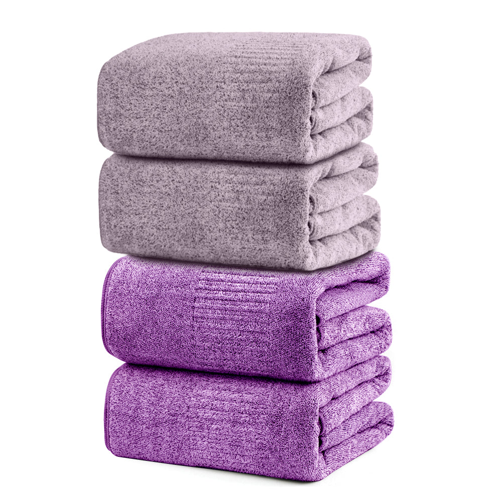 SEISSO 4-Piece XL Bath Towels – Dark Purple & Brown, Ultra-Soft, Durable, Fast-Absorbing, Quick-Dry, 35×63"