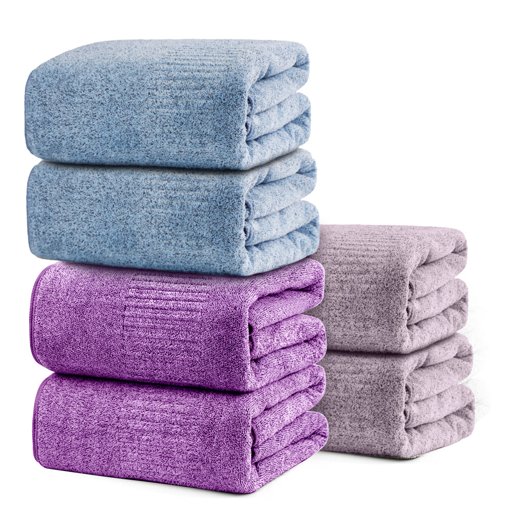 SEISSO 6-Piece XL Bath Towels – Dark Purple, Purple & Light Blue, Ultra-Soft, Durable, Fast-Absorbing, Quick-Dry, 35×63"