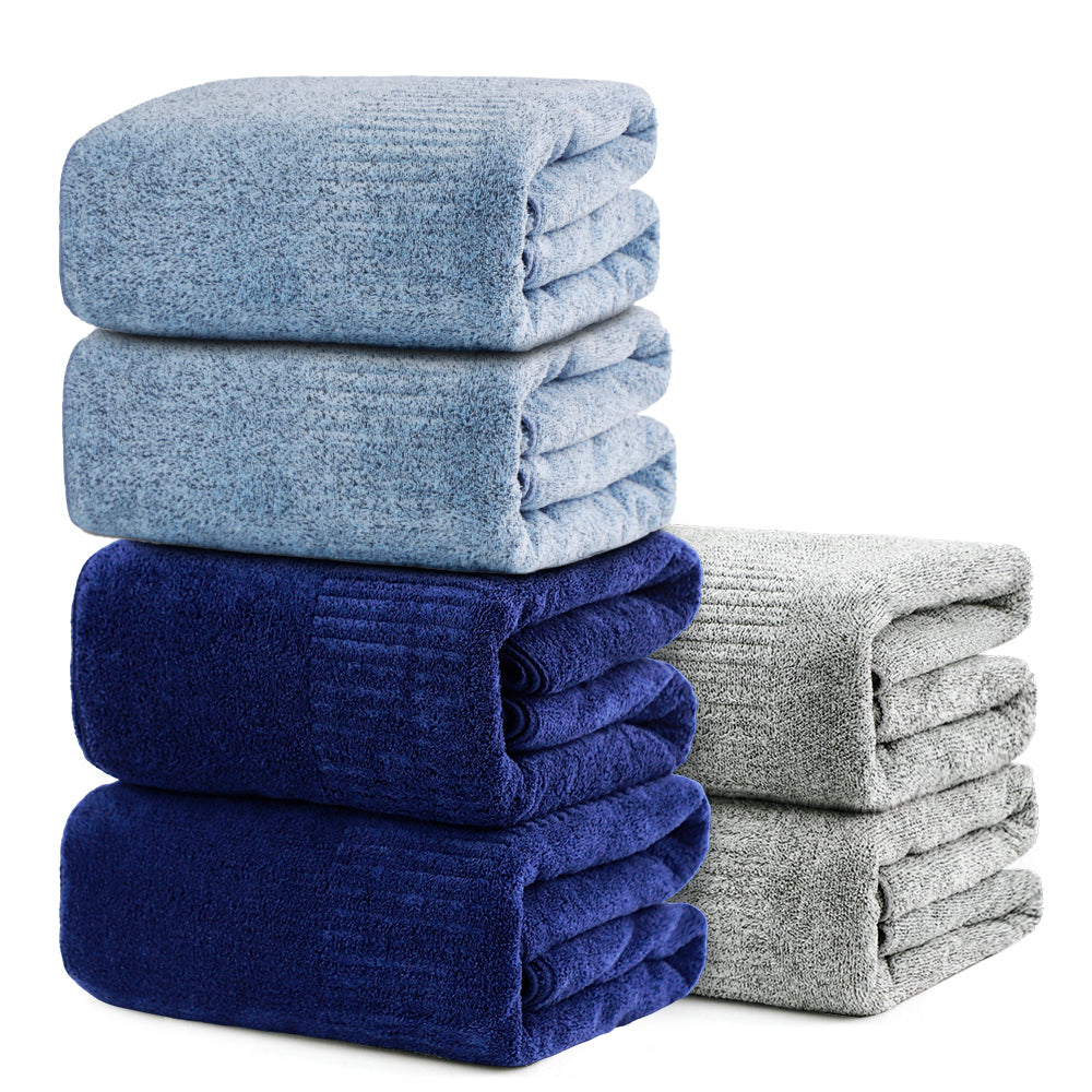 SEISSO 6-Piece XL Bath Towels – Dark Purple, Purple & Light Blue, Ultra-Soft, Durable, Fast-Absorbing, Quick-Dry, 35×63"