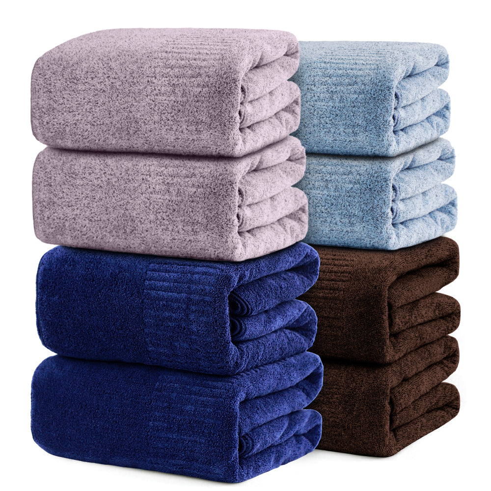 SEISSO 8-Piece XL Bath Towels – Dark Purple, Purple, Grey & Light Blue, Ultra-Soft, Durable, Fast-Absorbing, Quick-Dry, 35×63"