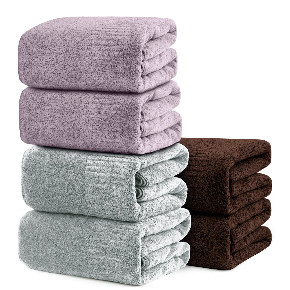 SEISSO 6-Piece XL Bath Towels – Dark Purple, Purple & Light Blue, Ultra-Soft, Durable, Fast-Absorbing, Quick-Dry, 35×63"
