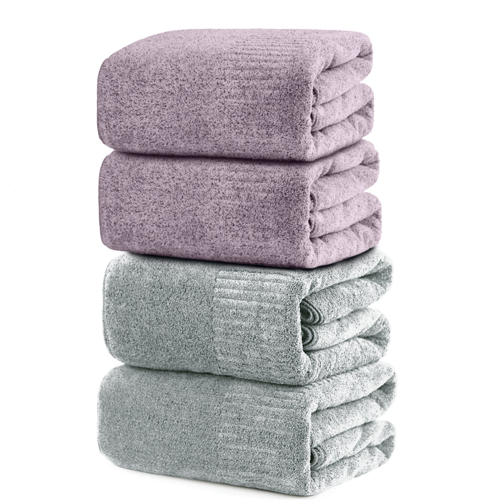 SEISSO 4-Piece XL Bath Towels – Dark Purple & Brown, Ultra-Soft, Durable, Fast-Absorbing, Quick-Dry, 35×63"