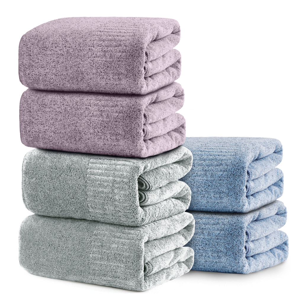 SEISSO 6-Piece XL Bath Towels – Dark Purple, Purple & Light Blue, Ultra-Soft, Durable, Fast-Absorbing, Quick-Dry, 35×63"