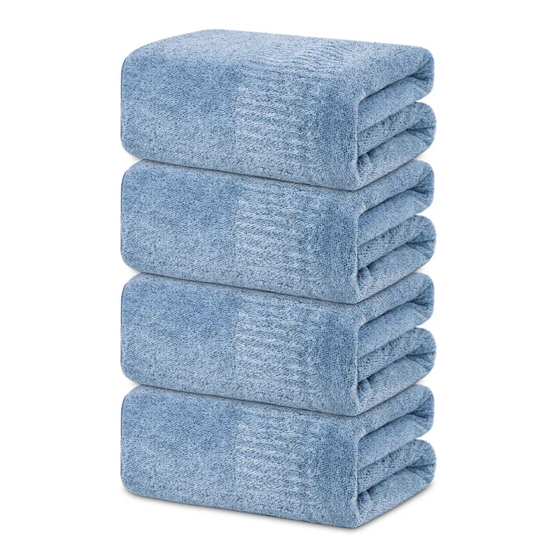 SEISSO 8-Piece XL Bath Towels – Dark Purple, Purple, Grey & Light Blue, Ultra-Soft, Durable, Fast-Absorbing, Quick-Dry, 35×63"