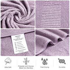 SEISSO 8-Piece XL Bath Towels – Dark Purple, Purple, Grey & Light Blue, Ultra-Soft, Durable, Fast-Absorbing, Quick-Dry, 35×63"