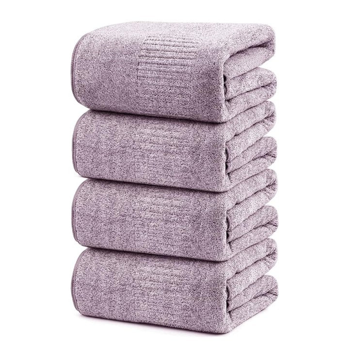 SEISSO 8-Piece XL Bath Towels – Dark Purple, Purple, Grey & Light Blue, Ultra-Soft, Durable, Fast-Absorbing, Quick-Dry, 35×63"