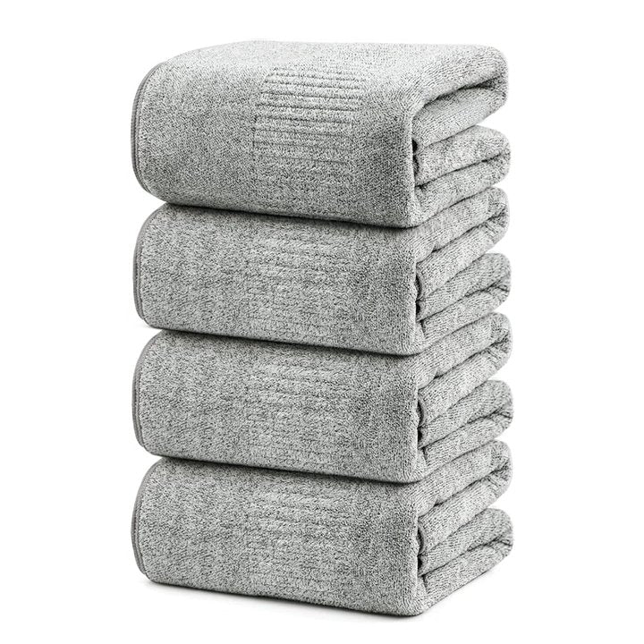 SEISSO 8-Piece XL Bath Towels – Dark Purple, Purple, Grey & Light Blue, Ultra-Soft, Durable, Fast-Absorbing, Quick-Dry, 35×63"